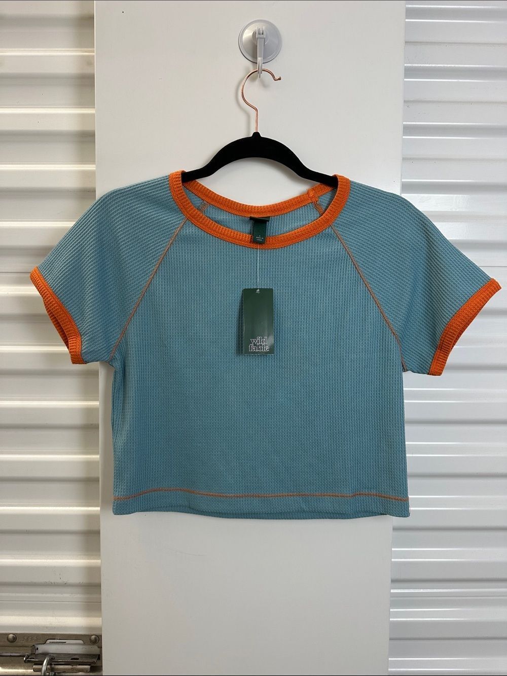 wild fable Teal Short Sleeve Top with Orange Trim